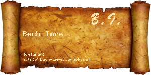 Bech Imre névjegykártya